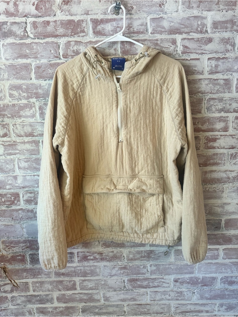 Without Walls by Urban Outfitters Beige Hooded Jacket with Kangaroo Pocket